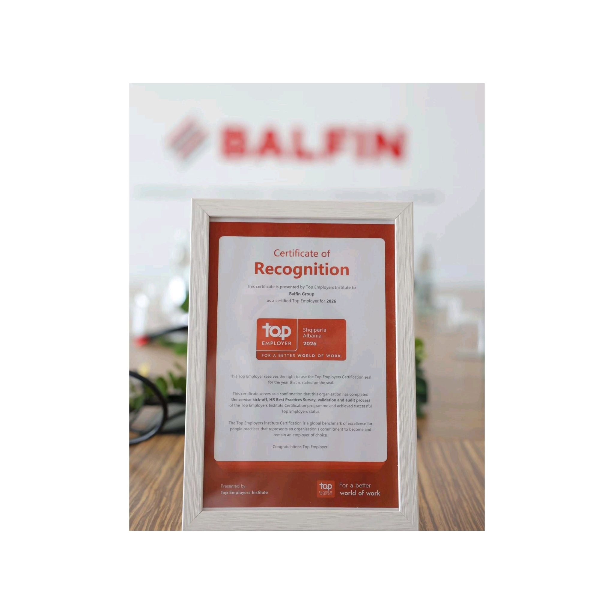Top Employers Institute proglasio BALFIN Group jednim od najboljih poslodavaca za 2026. godinu